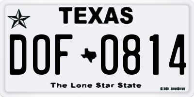 TX license plate DOF0814