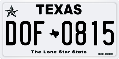 TX license plate DOF0815