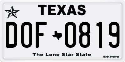TX license plate DOF0819