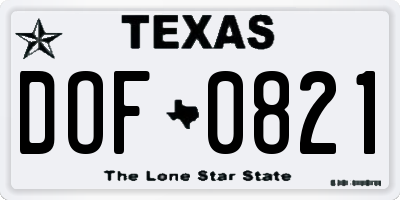 TX license plate DOF0821
