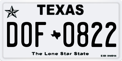 TX license plate DOF0822