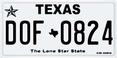 TX license plate DOF0824