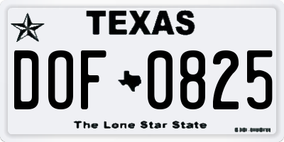 TX license plate DOF0825