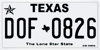 TX license plate DOF0826
