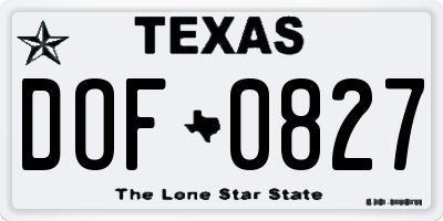 TX license plate DOF0827