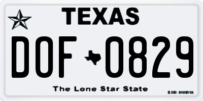 TX license plate DOF0829