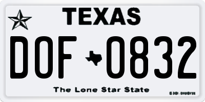 TX license plate DOF0832