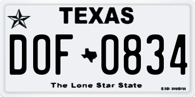 TX license plate DOF0834