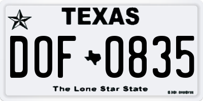 TX license plate DOF0835