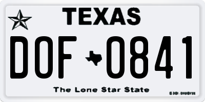 TX license plate DOF0841