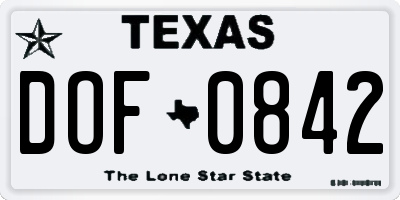 TX license plate DOF0842