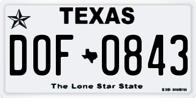 TX license plate DOF0843