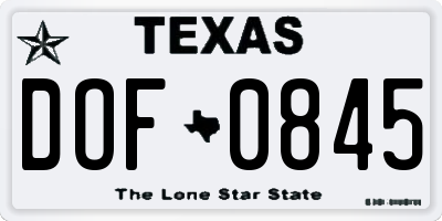 TX license plate DOF0845