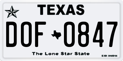 TX license plate DOF0847