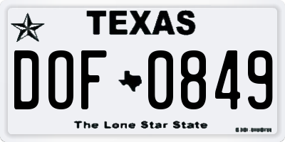 TX license plate DOF0849