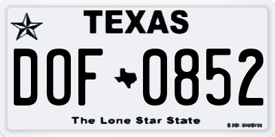 TX license plate DOF0852