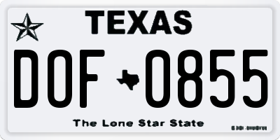 TX license plate DOF0855