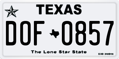 TX license plate DOF0857
