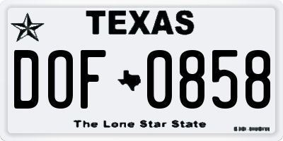 TX license plate DOF0858