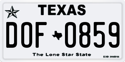 TX license plate DOF0859