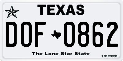 TX license plate DOF0862
