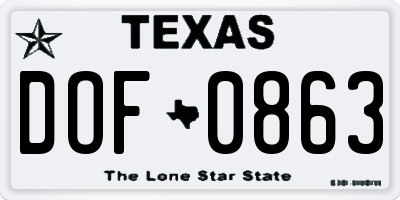 TX license plate DOF0863