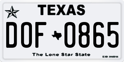 TX license plate DOF0865