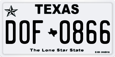 TX license plate DOF0866