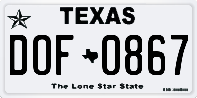 TX license plate DOF0867