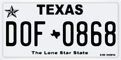 TX license plate DOF0868