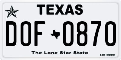 TX license plate DOF0870