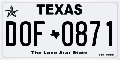 TX license plate DOF0871