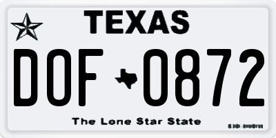 TX license plate DOF0872