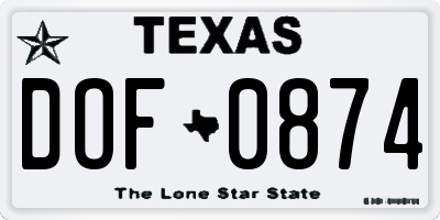 TX license plate DOF0874