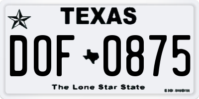 TX license plate DOF0875