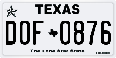 TX license plate DOF0876