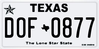 TX license plate DOF0877