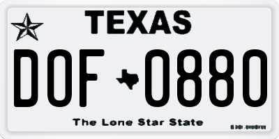 TX license plate DOF0880