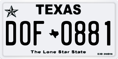 TX license plate DOF0881