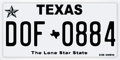 TX license plate DOF0884