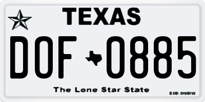 TX license plate DOF0885