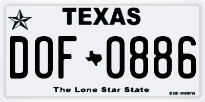 TX license plate DOF0886