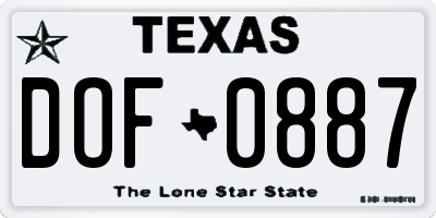 TX license plate DOF0887