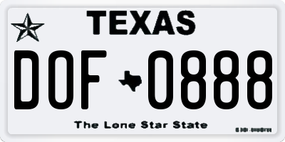 TX license plate DOF0888
