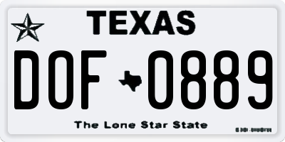 TX license plate DOF0889