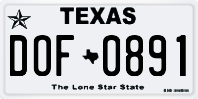 TX license plate DOF0891