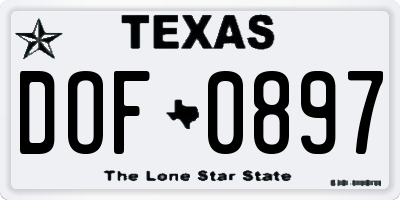 TX license plate DOF0897