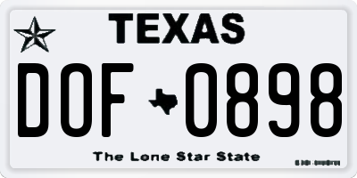 TX license plate DOF0898