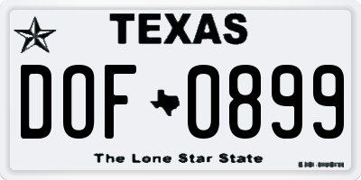 TX license plate DOF0899