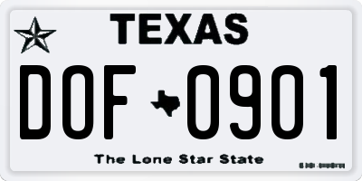 TX license plate DOF0901